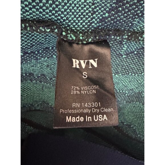 RVN Blue Green Soft Knit Fit & Flare Sweater Mini Dress Size S Party Career Work - Picture 6 of 7